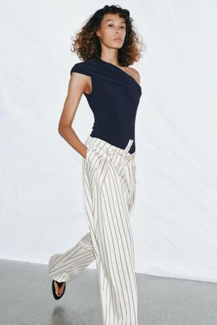 ZARA БОДИ АСИММЕТРИЧНОГО КРОЯ СО СБОРКАМИ, СИНИЙ