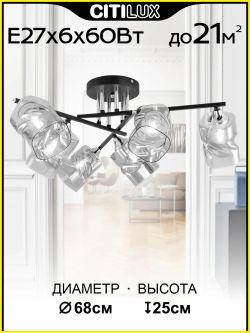 Citilux Клаус CL134165 Люстра потолочная Чёрная