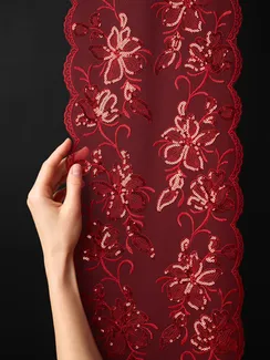 05-174 Вышивка пайетками на неэл. сетке 22 см, красный 100