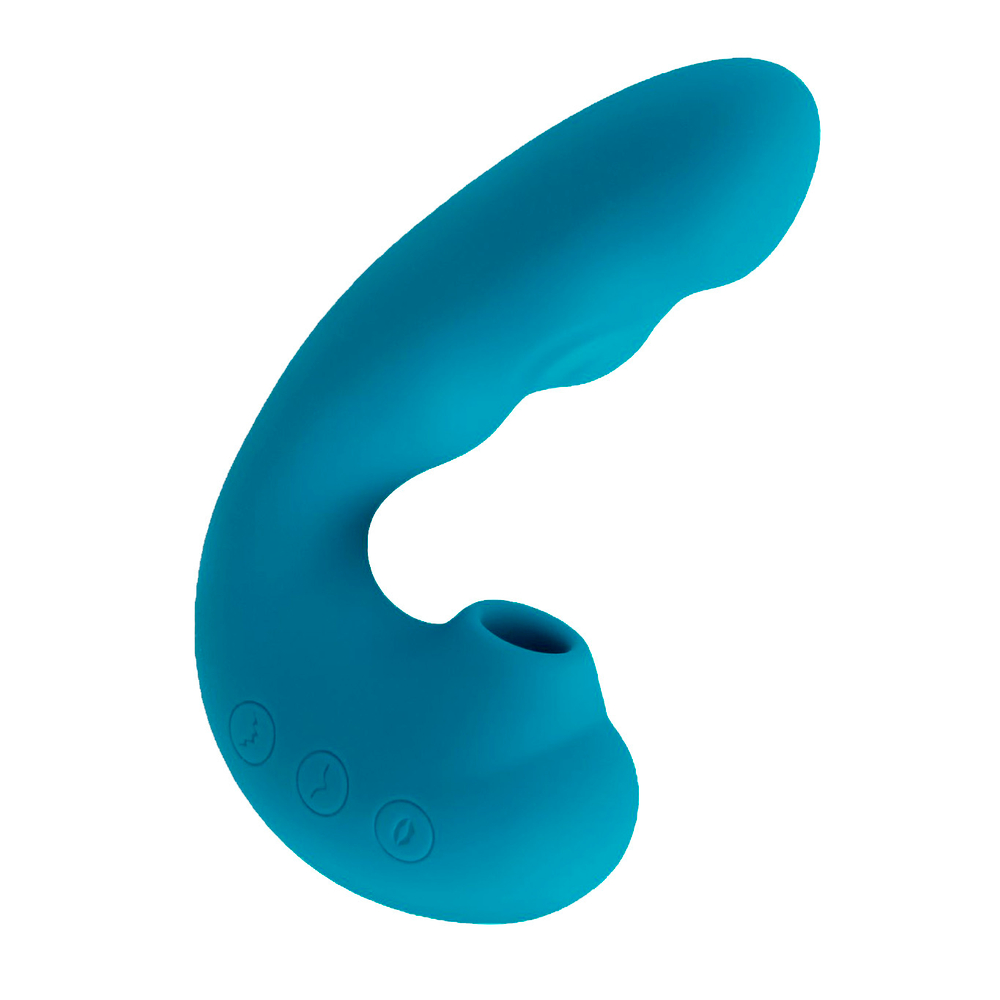 Голубой вибратор 13,9см с вакуумной стимуляцией и функцией постукивания BeYourLover Tara Blue TW05S