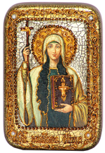 Инкрустированная Икона Святая Равноапостольная Нина, просветительница Грузии 15х10см на натуральном дереве, в подарочной коробке