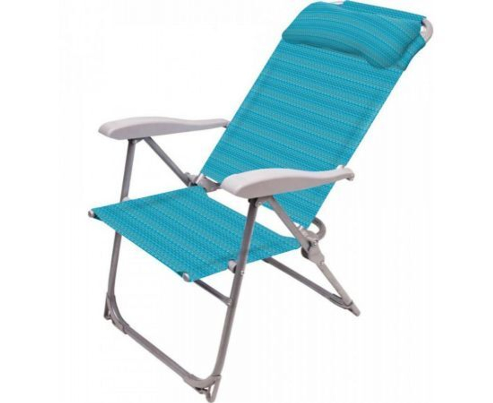 Кресло-шезлонг раскладное со съемным мягким подголовником, 8 положений спинки, цвет бирюзовый, нагрузка до 120кг, Nika К2