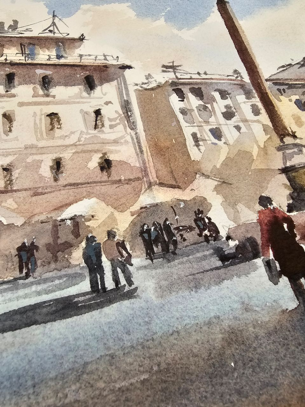 Картина авторская акварельная в паспарту 30х40 см на стену для интерьера "Пантеон. Рим"