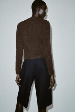 ZARА КАРДИГАН С ПУГОВИЦАМИ-ШАРИКАМИ, КОРИЧНЕВЫЙ МЕЛАНЖ