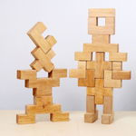 Деревянный конструктор "Лесенки" не окрашенный, поддон, 19 деталей