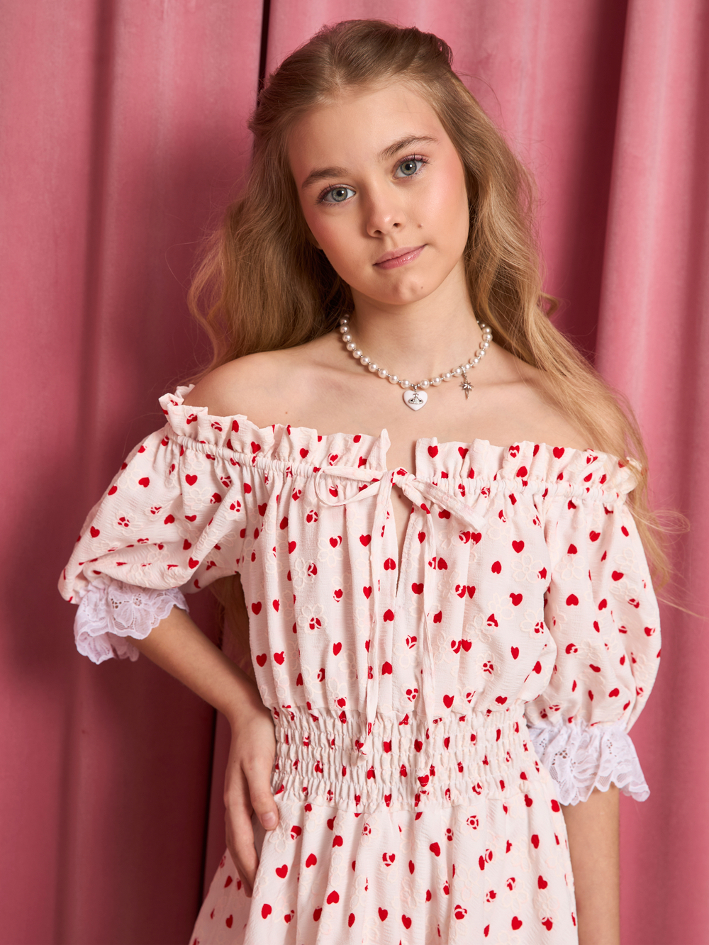 Сарафан для девочки "Сердечки"