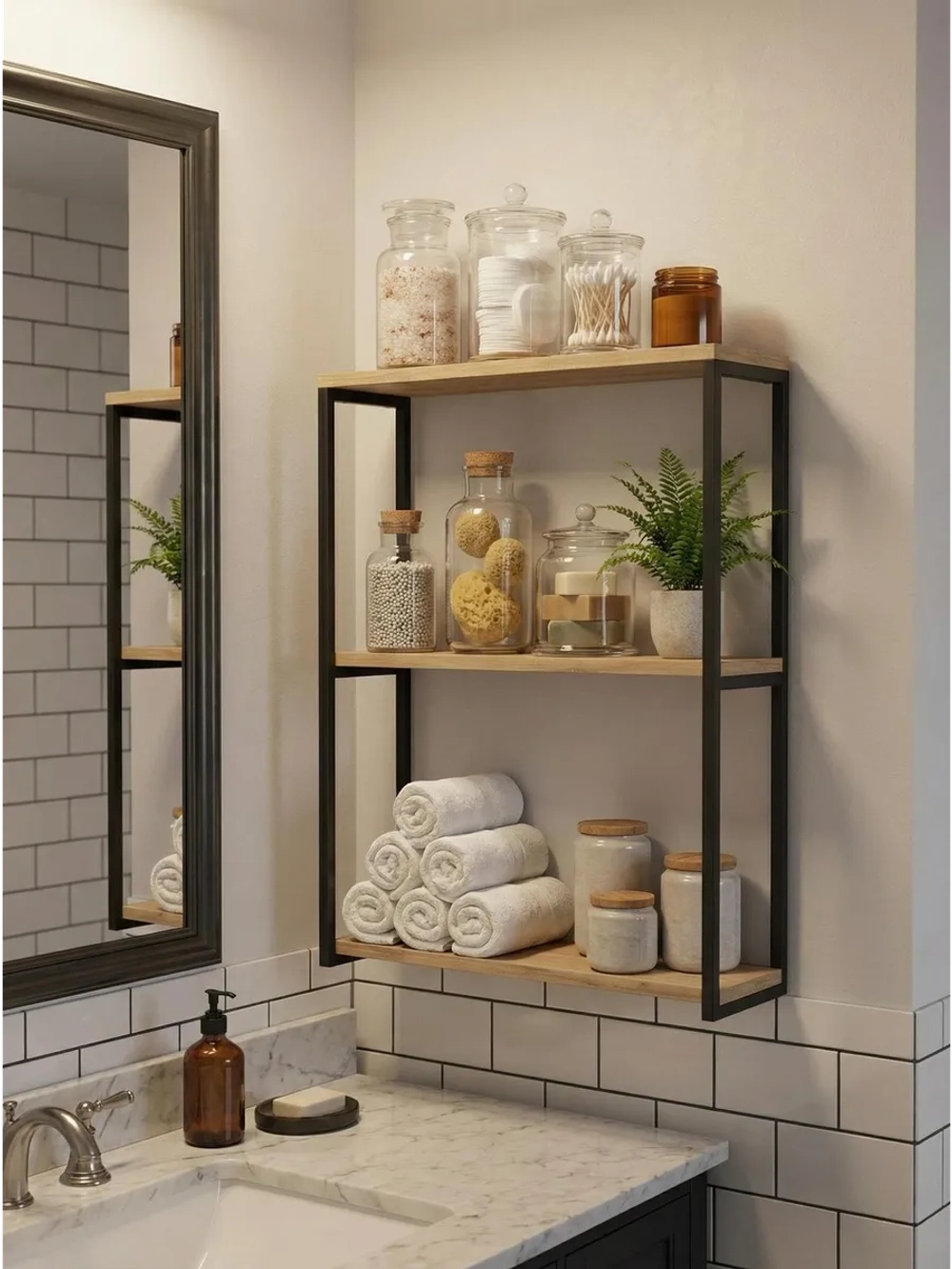 Полка настенная лофт навесная для кухни и комнаты Kolumn