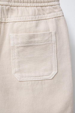 ZARA КОМФОРТНЫЕ ШОРТЫ ИЗ ТВИЛА, ЭКРЮ