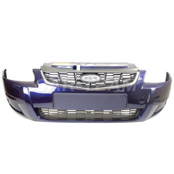 Бампер передний на Лада Приора 2 в сборе с решетками, окрашенный (аналог)