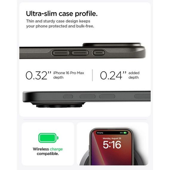 Чехол Spigen Thin Fit для iPhone 16 Pro Max (ACS07979) Gunmetal