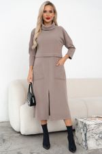 Платье трикотажное с разрезом (бежевый)-50р-р Р11-2008/5 Nikol