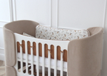Мягкие бортики для кроватки KIDI soft "Зайчики с грибами" (мокко, сатин)