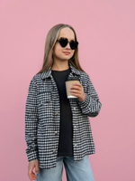 Рубашка с принтом "Гусиная лапка" черно-белого цвета