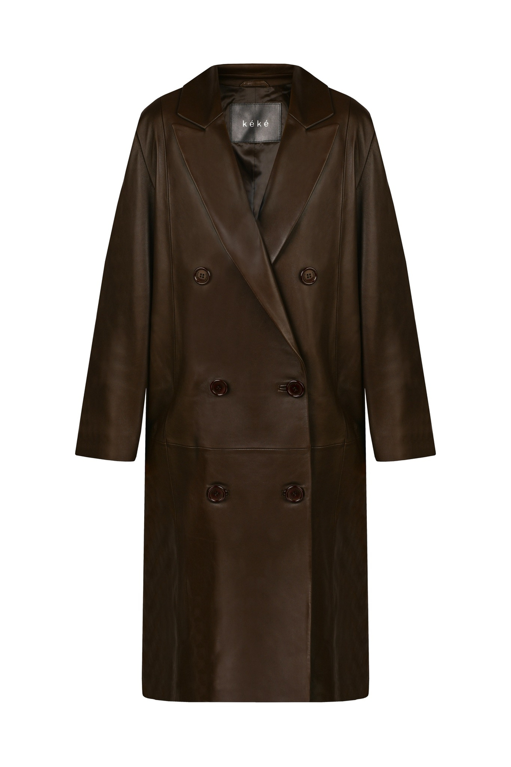 Коричневый кожаный тренч