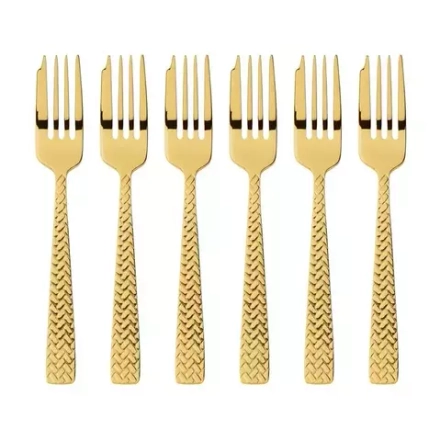 Sambonet - Набор из 6 вилок Cortina PVD Gold / артикул   52722GA5  / GTIN 8014808402395