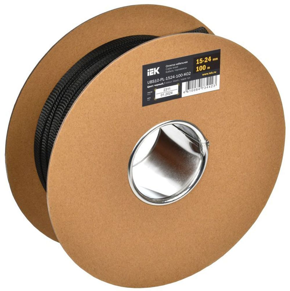 Оплетка кабельная 15-24мм полиэстер (уп.100м) черн. IEK UBS10-PL-1524-100-K02 Оплетка кабельная 15-24мм полиэстер (уп.100м) черн. IEK UBS10-PL-1524-100-K02