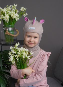 Шлем весенний/осенний вязаный (Розовый беж) UNIC