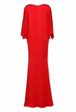 Вечернее платье красное с юбкой рыбка 31 -19FW