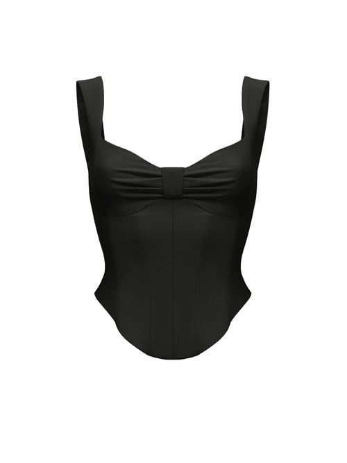 Драпированный удлиненный корсетный топ из эко-кожи