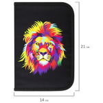 Пенал BRAUBERG с наполнением, 1 отделение, 1 откидная планка, 24 предмета, 21×14 см, «Colorful lion», 270725