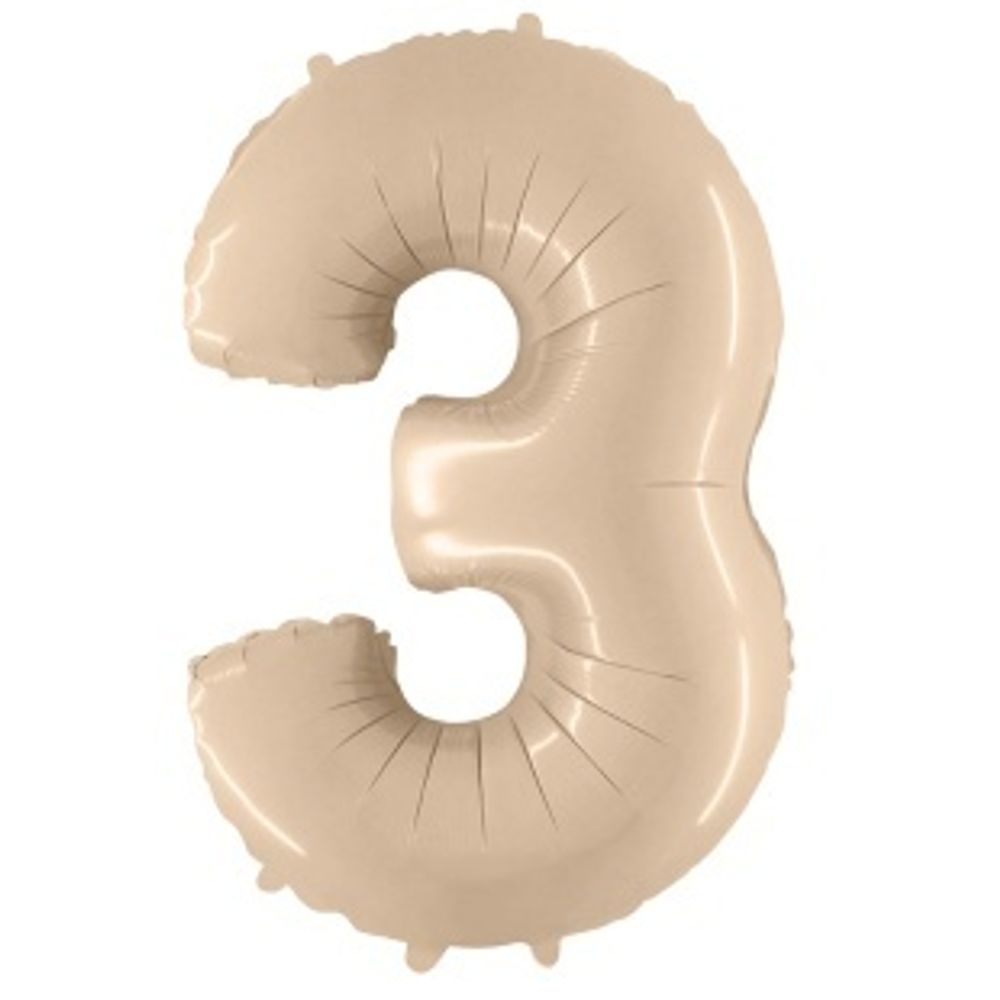 FM Шар 40'' / 102 см "Цифра 3" Кремовый (БГ-60)