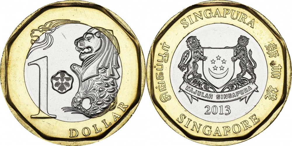 Сингапур 1 доллар, 2013 - 2019 Лев XF