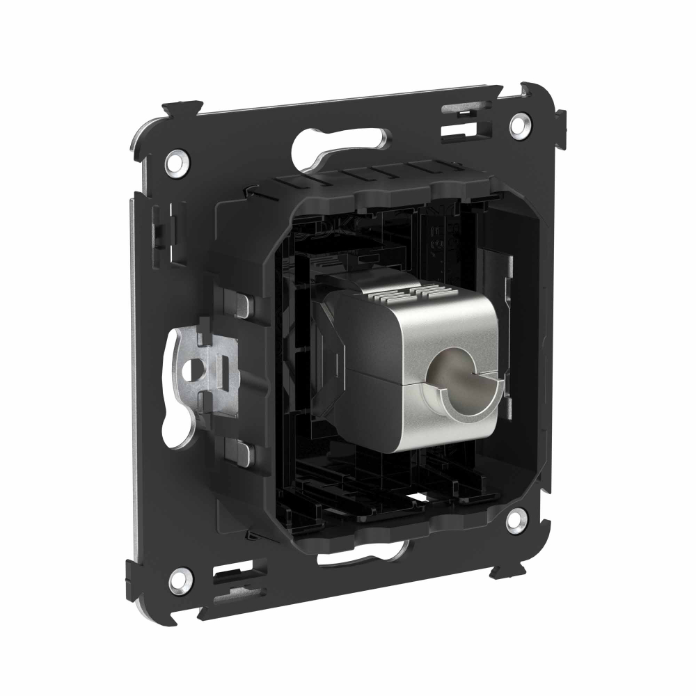 Компьютерная розетка RJ-45 без шторки в стену, кат.6 одинарная экранированная, "Avanti", "Черный квадрат"