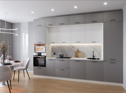 Кухонный гарнитур Антрацит (графит) 3400 мм столешница 38 мм, ЛДСП, прямая просторная кухня для большой гостиной, студии и семьи