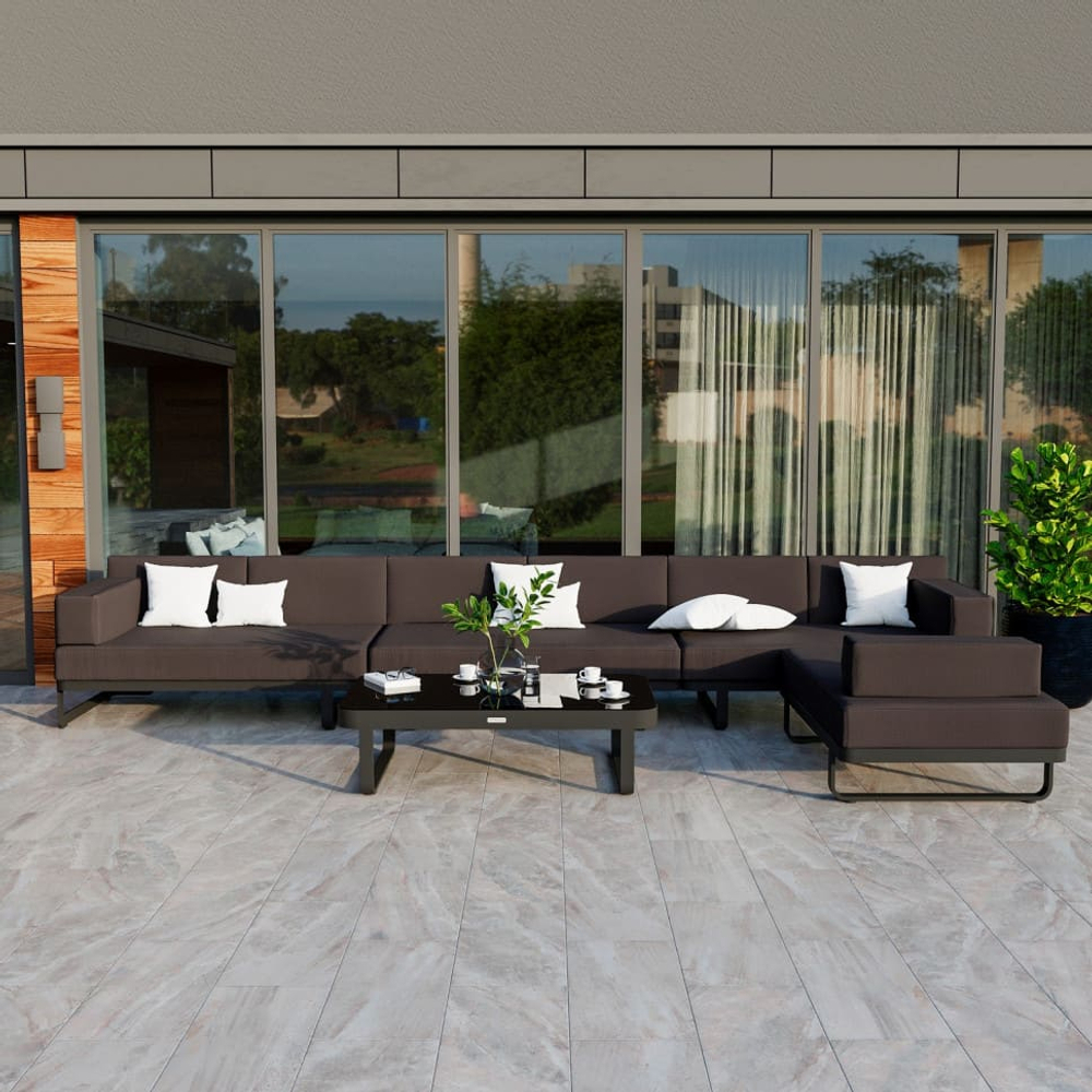 Лаунж зона угловая Ideal Patio ТЕСОРА черная - каркас карбон