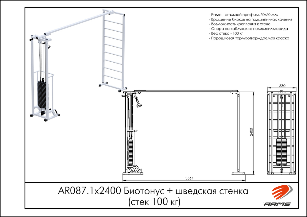 Биотонус + шведская стенка (стек 100 кг)