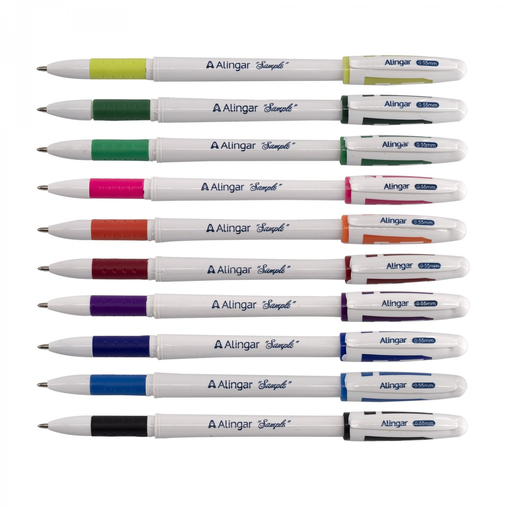 Набор гелевых ручек Alingar, 10 цветов, 0,55мм, резиновый грип, белый, круглый пластиковый корпус, ПВХ чехол, европодвес