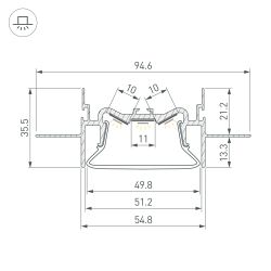 Профиль FOLED-50-CEIL-CENTER-2000 (Arlight, Алюминий) 035769