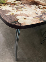 Стол обед нераздв Бочонок подстолье чайка хром Прованс 3 стекло фп