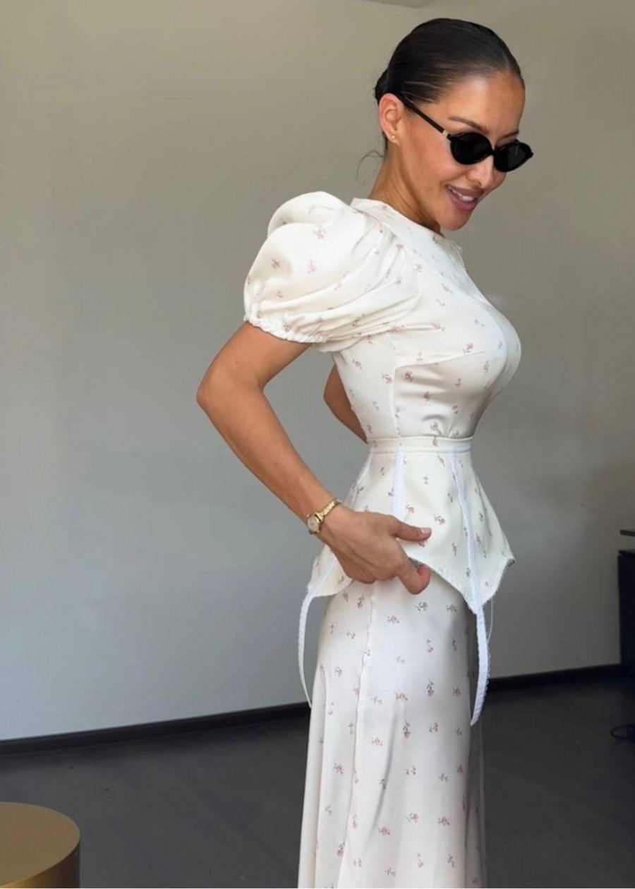 Платье "Стамбул", молочный с розовым