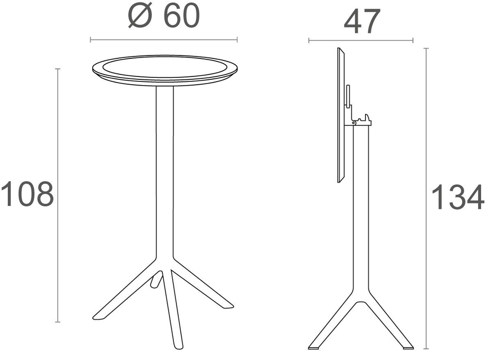 Стол пластиковый барный складной Siesta Contract Sky Folding Bar Table 60, бежевый