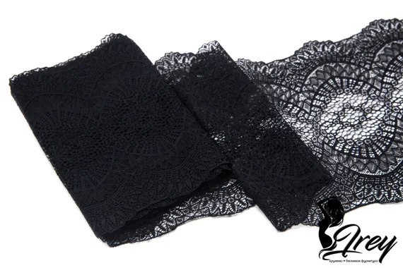 264 ОПТ Кружево эластичное 18 см, Италия, черный 170
