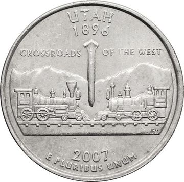 25 центов (1/4 доллара, квотер) 2007 США «Штат Юта» (P)