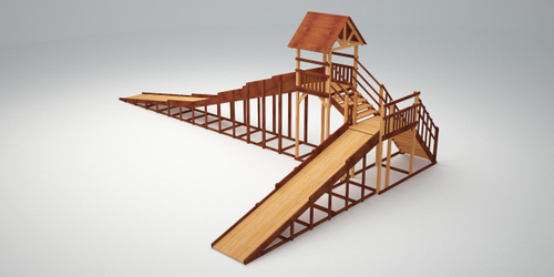 Зимняя деревянная игровая горка TORUDA Север - 10 (скат 11.8 м)