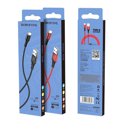 USB cable Lightning 8-pin 1m Borofone BX20, 2.0A. red