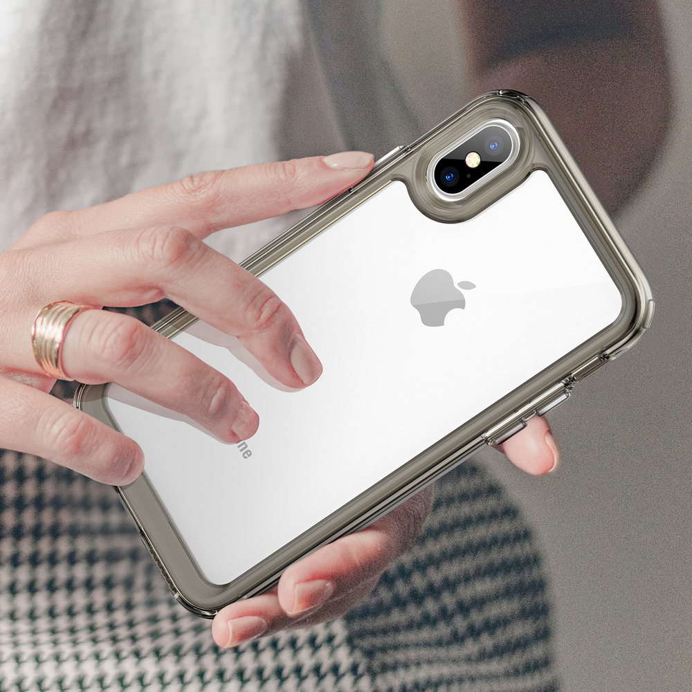 Усиленный чехол с рамками серого цвета для смартфона iPhone X и XS, мягкий отклик кнопок