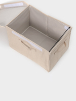 Короб стеллажный с крышкой  размер 38х26х24 см, цвет бежевый, материал батист
