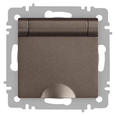 Розетка Intro Accent 6-203-08 с заземлением 2P+E Schuko с крышкой 16А-250В IP20 СУ AL/CU бронза