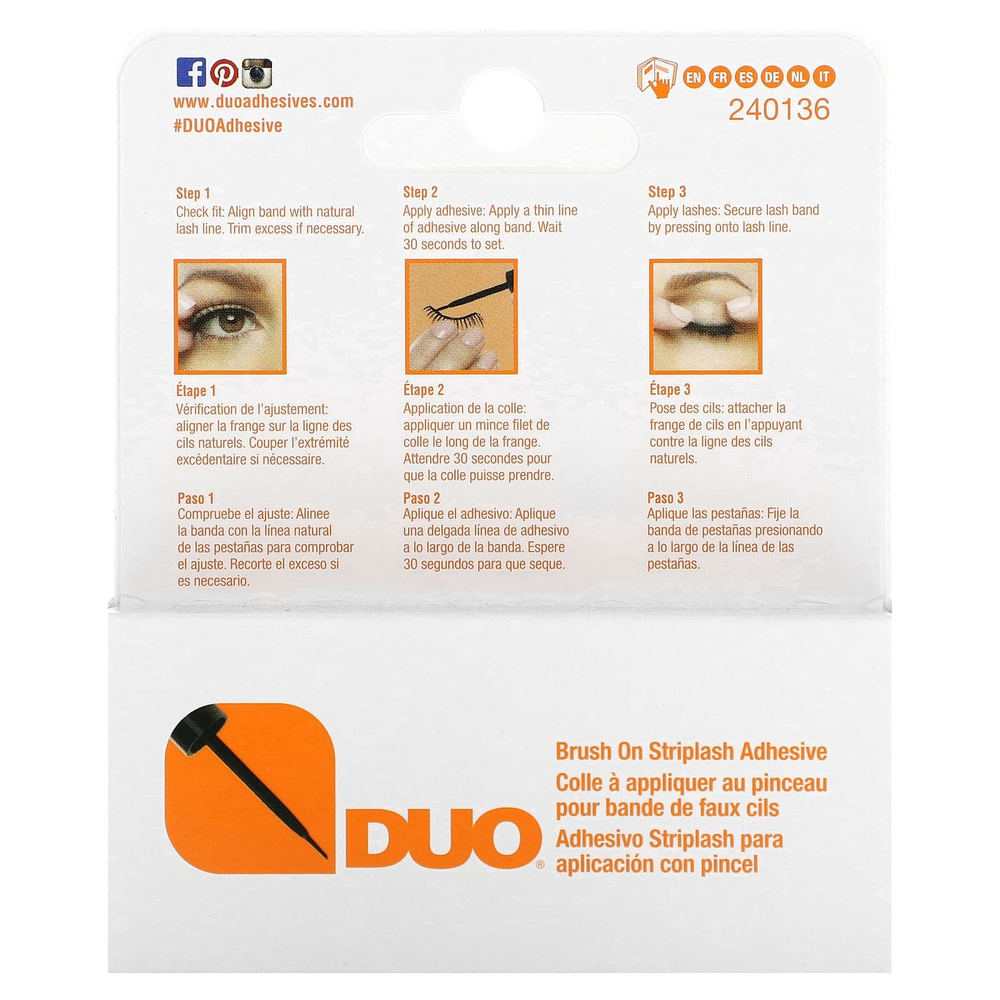 DUO, Клей с кисточкой для накладных ресниц, темный оттенок, 5 г