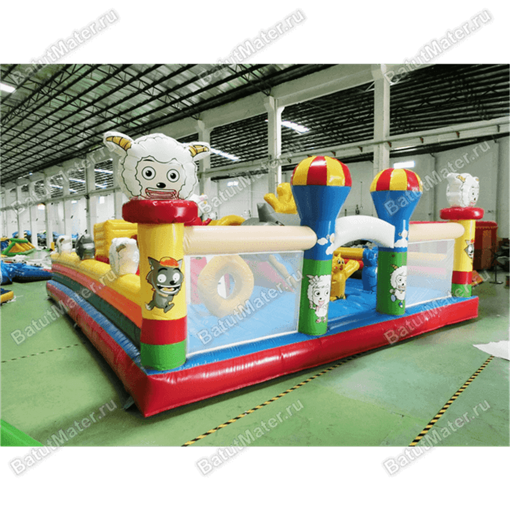 Надувной батут с крышей "Злой страшный серый волк"