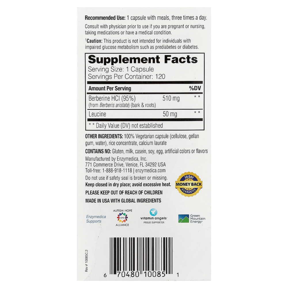 Enzymedica, Берберин, 120 капсул с адресной доставкой