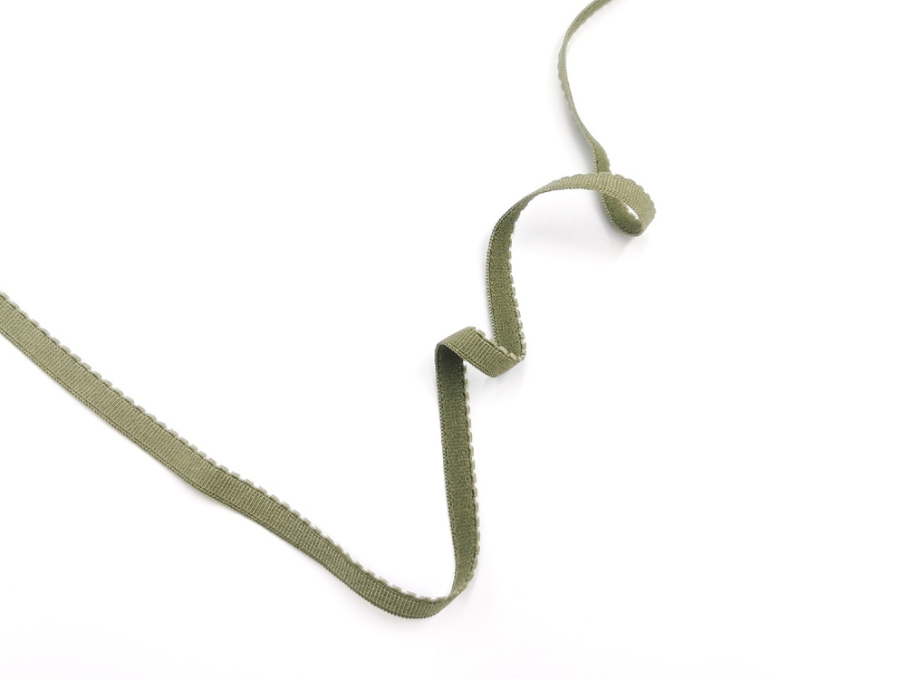 Отделочная резинка с фестонами, 8 мм, олива, Турция, (Арт: OTR605/8-2468), м