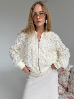 Кружевной бомбер Boho молочный