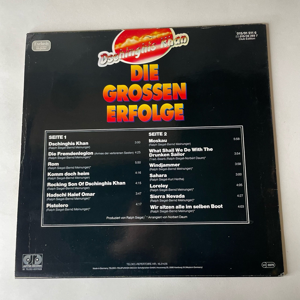 Винтажная виниловая пластинка LP Сборник Dschinghis Khan Чингисхан, Die Grossen Erfolge Лучшие Хиты (Германия 1981)