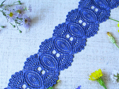 Кружево плетеное, ш. 8,5 см, электрик