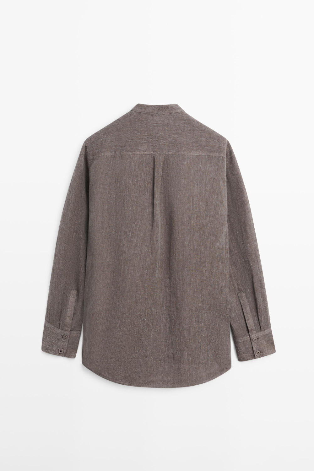 Massimo Dutti Рубашка из струящегося смесового льна с пуговицами, кротово-коричневый